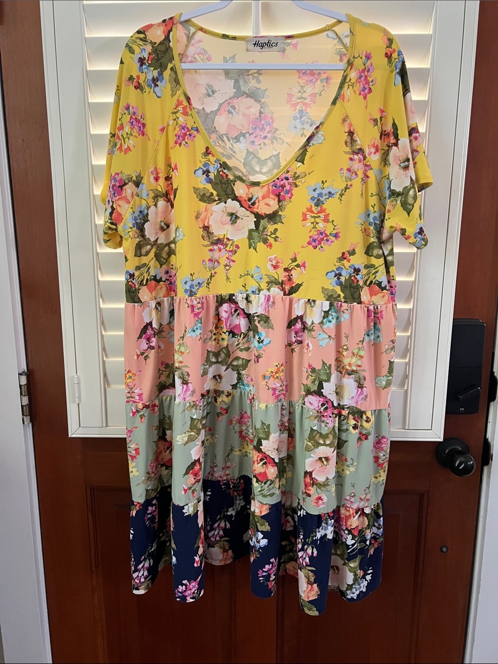 Haptics Floral Tiered V-Neck Dress - Yellow Multi